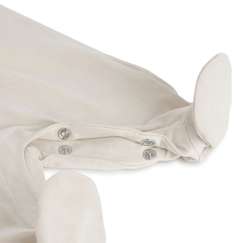 Infants Medium Natural Applique Leg Opening Babysuit image number 3